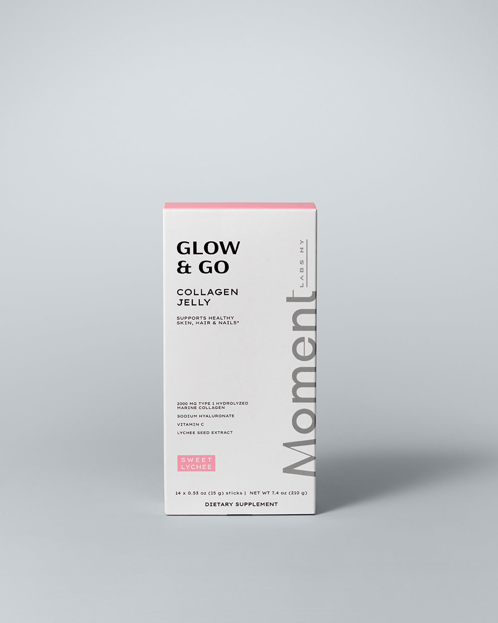 Glow & Go marine collagen jelly supplement pouch with lychee flavor
